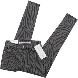 Skinny Ankle Jeans Juniors' 0 24 XS Gray Zebra Animal Print Stretchy Pockets NEW